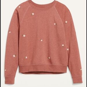 Old Navy Women’s Vintage Crew-Neck Sweatshirt with Rose embroidery size small